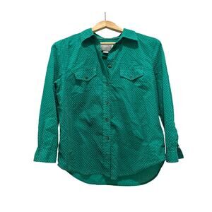 Maeve Green Polka Dot Button Front Shirt Anthropologie Size 6